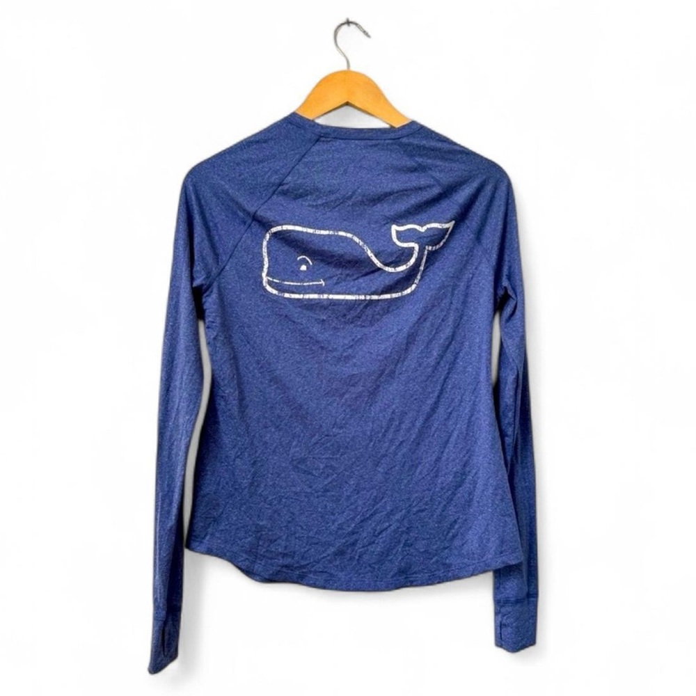 Women's Vineyard Vines Performance Long Sleeve Tee Blue XS Thumb Holes - Picture 3 of 8